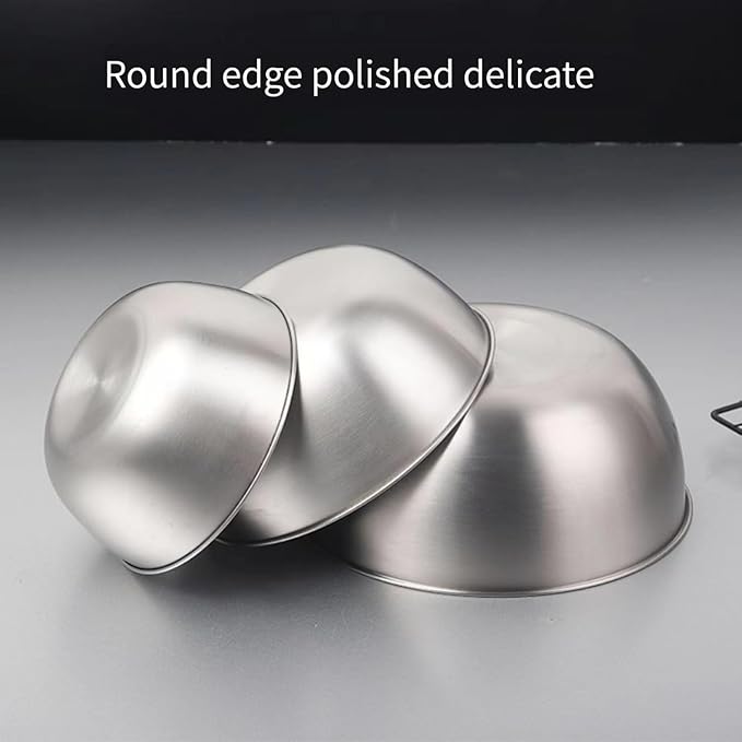 Stainless Steel Mixing Bowls-3 Packs Small Thicker Stainless Steel Flat Bottom Mixing Bowls Set, Home, Refrigerator, and Kitchen Food Storage Organizers