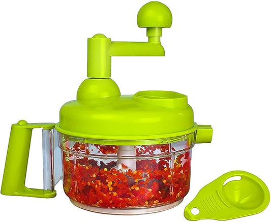 Cambom Manual Vegetable Cutter Food Processor 8 in 1 - Chopper, Mixer, Blender, Whipper, Egg Separator, Mincer, Grinder, Dicer with Clear Container 1200ml BPA Free