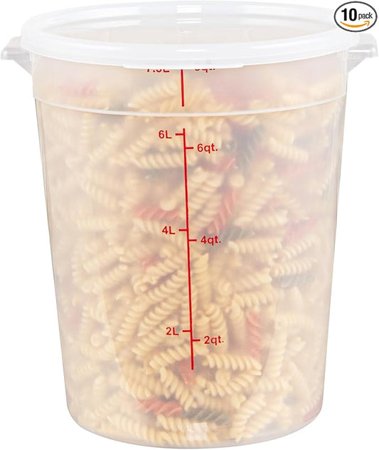 Restaurantware-LIDS ONLY: Met Lux Food Container Lids, 10 Round Lids For Storage Containers - Containers Sold Separately, With Pull-Corner Tab, Translucent Plastic Lids, Dishwashable, Freezable