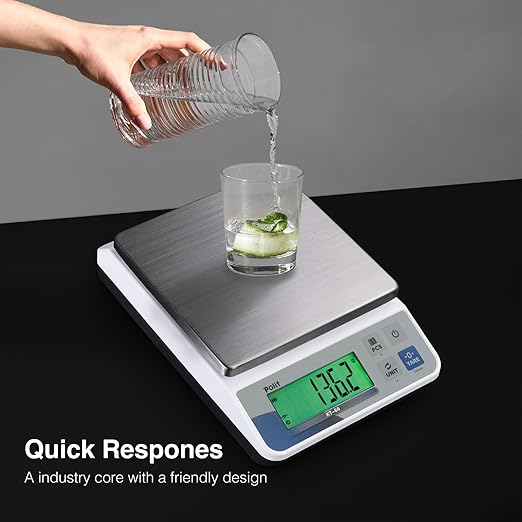 Polit Food Kitchen Scale KT-66, 18lb/8Kg Digital Kitchen Scale Weight Gram Ounce 0.5g/0.01oz Accuracy, Premium Stainless Steel with LED Display, 5 Units for Baking and Cooking (Power Adaptor Included)