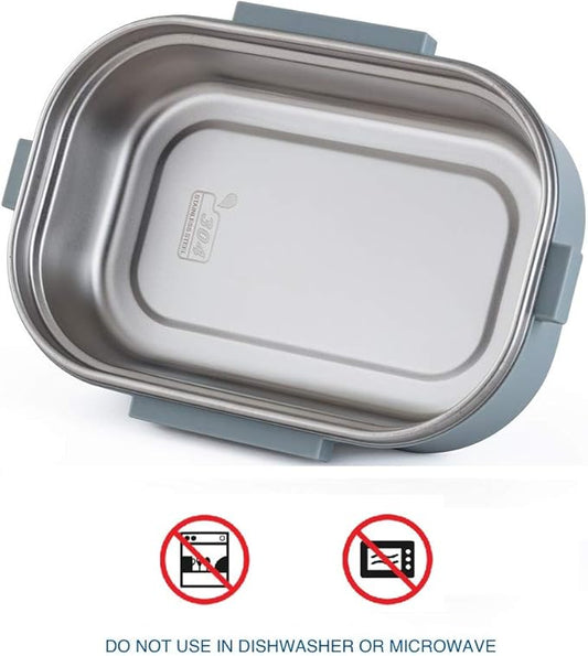 Lille Home Stainless Steel Leakproof Bento Lunch Box/Metal Food Container with Insulated Lunch Bag, BPA Free, 22 Ounces, Gray
