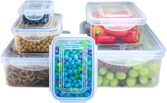 Nicole Home Collection Food Storage Plastic Containers with Locking Lids, Leak Proof, Airtight, Nested, Set Of 6 BPA Free Dishwasher and Freezer Safe