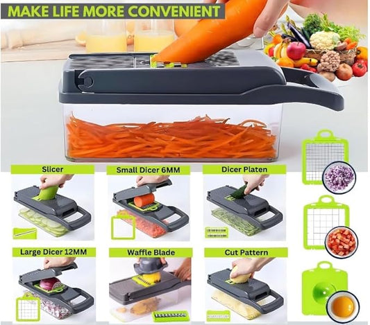 Pro-Series 16-in-1 Vegetable Chopper with Container, Cheese Grater, Mandoline Slicer, Food Cutter Shredder
