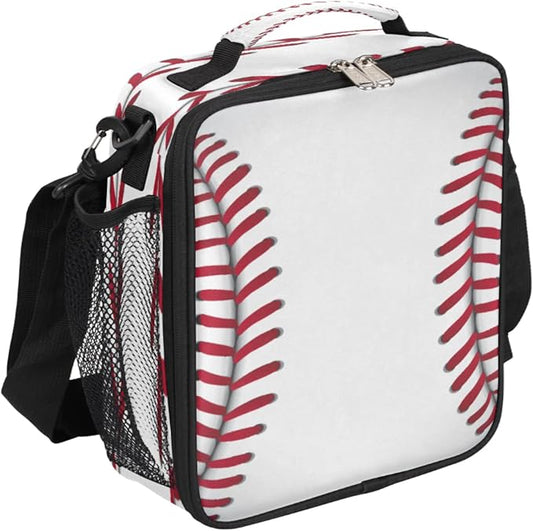 Kids Lunch Box Baseball Pattern Insulated Lunch Bag Tote for Girls Boys Sport Cooler Freezable Meal Prep Bag with Shoulder Strap Waterproof Lunch Container for School Office Picnic