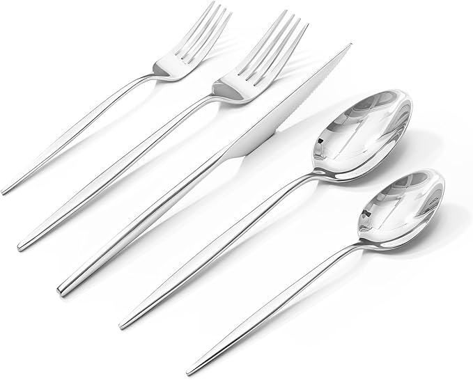 KINGSTONE Silverware Set, 30-Piece Flatware Set Cutlery Set Premium 18/10 Stainless Steel, Tableware Include Forks Knives Spoons for Home Kitchen Restaurant Wedding, Dishwasher Safe