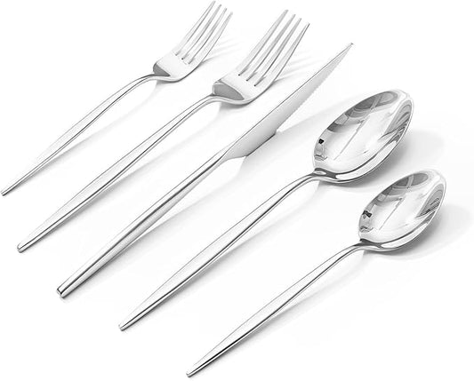 KINGSTONE Silverware Set, 60-Piece Flatware Set Cutlery Set Premium 18/10 Stainless Steel, Tableware Include Forks Knives Spoons for Home Kitchen Restaurant Wedding, Dishwasher Safe