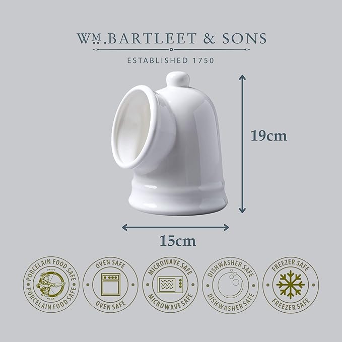 WM Bartleet & Sons 1750 T56 Traditional Porcelain Large Salt Pig – White, 14cm