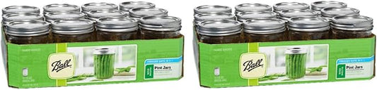 Ball Glass Mason Jars Regular Mouth 16oz (Pack of 24) with Lids and Bands, Used for Canning, Pickling, Juice, Jam, Jelly