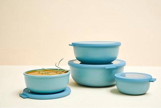 Mepal Cirqula 34oz/1,000ml Bowl Multi Food Storage & Serving Container with Transparent Lids | Perfect for Food Prep | Microwave & Dishwasher Safe | Nordic Sage | Made in Holland