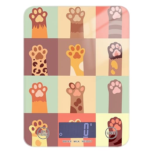 Food Scale Kitchen Scale for Baking Cooking Digital Food Weighing Measuring Scale Small Waterproof Electric Food Scale Cat Paw Footprints