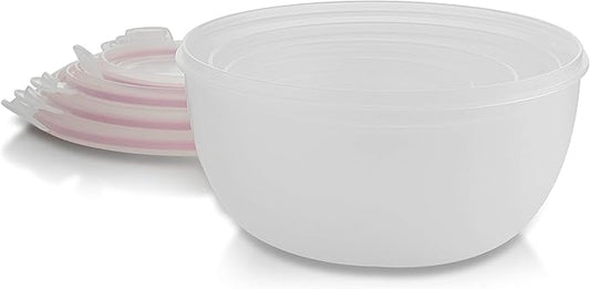 Komax Biokips Mixing Bowls with Lids Set – Multi-Use, Stackable Airtight Food Storage Containers – BPA-Free Salad Bowls with Lids – Microwave & Dishwasher Safe Meal Prep Container Set of 4