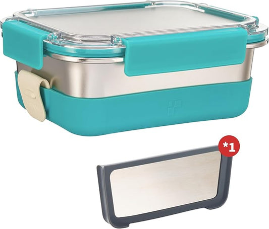 Stainless Steel Lunch Box with Silicone Sleeve/Bento Box/Food Storage Containers-Leak-Proof,Reusable and Microwavable-Ideal for Work & Travel-On-the-Go Meal Prep - Dishwasher Safe-41Oz Extra Large