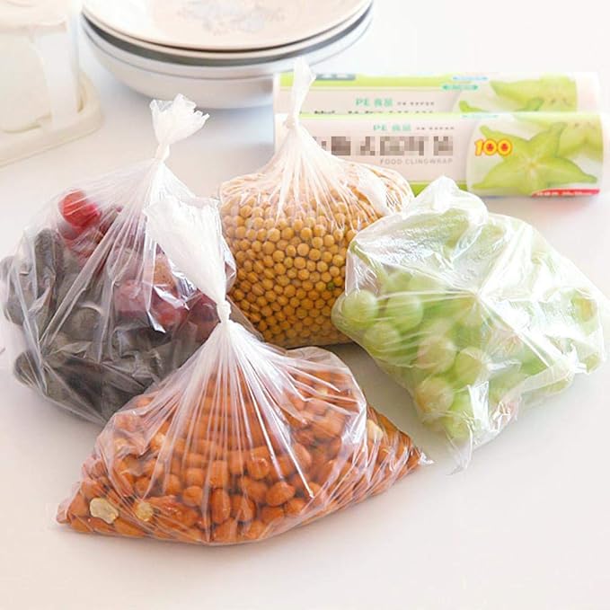 14" X 20" Plastic Produce Bag on a Roll, Clear Food Storage Bags for Bread Fruits Vegetable, 350 Bags/Roll (2 Rolls)