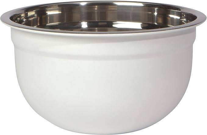 Now Designs Matte Coated Steel Mixing Bowls, White, 5 qt, 3 qt, 1.5qt, Set of 3