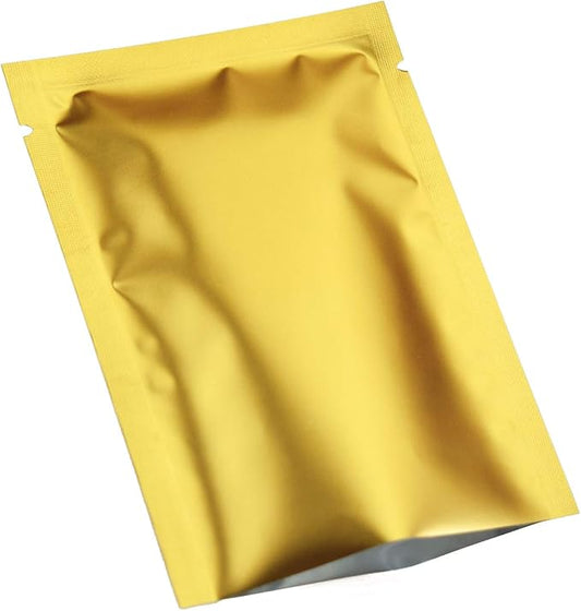 QQ Studio 100 PCS Metallic Mylar Foil Open Top Sealable Bags (9x13cm(3.5x5.1"), 100x Gold)