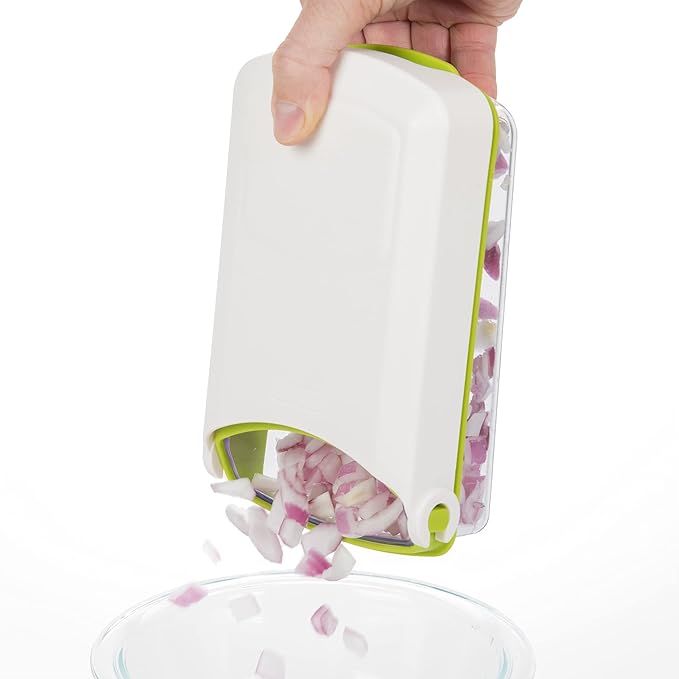 PrepWorks Compact Veggie Chopper – Space-Saving Manual Vegetable Cutter, Easy-to-Use, Stainless Steel Blades, BPA-Free