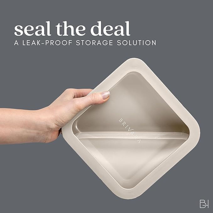 Ceramic Coated Glass Food Storage Container | No PTFE, PFOA, PFAS, and BPA | Reusable Non Toxic Meal Prep Container with Glass Lid | Easy To Store | 6 Piece Food Prep [Crema]