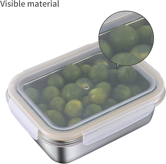 18/8 Stainless Steel Food Containers | Food Preservation Lunch Box | Leak Proof Stackable Light and Easy Storage | Set of 3 (21oz/43oz/76oz) | BPA FREE, B4200