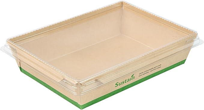 Restaurantware-Sustain 34 Ounce Sturdy Paper Take Out Boxes, 200 Disposable Take Out Food Containers - With PLA lining, Lids Sold Separately, Bamboo Paper Containers, Compostable, Click-Lock Design