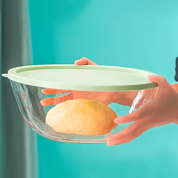 2-Pack Glass Mixing Bowls with Lids, Stackable Nesting Salad Bowls(4.7QT, 2.9QT), Large Mixing Bowl Set Batter Bowl for Cooking, Baking and Meal Prep