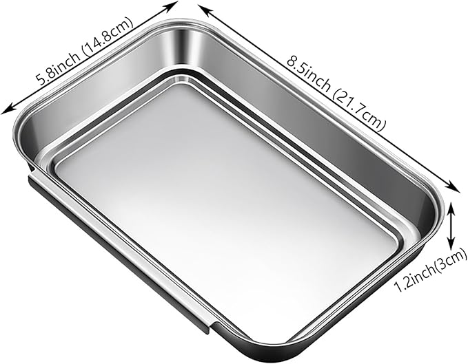 3Pcs Stainless Steel Breading Pans Set, Interlocking Pans for Breading Chicken Breasts,Pork Cutlets,Fish Chips and More (8.5" x 5.8" x 1.2")