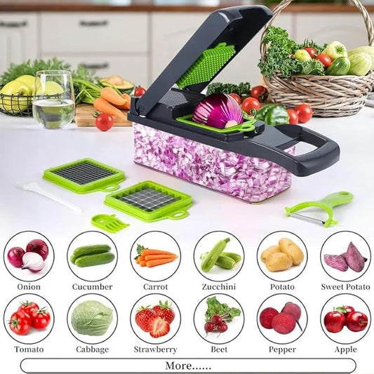 OUR NEW 2024 Multifunctional Vegetable Cutter Fruit Chopper Slicer Cutting Tool Manual 16 IN 1 Vegetable Cutter, 61.5X34.5X51 cm, Gray