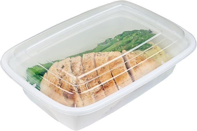 Restaurantware Asporto 38 Ounce Take Out Containers, 50 Food Containers With Lids - Microwavable, Disposable, White Plastic To Go Food Containers, No BPA, For Take Out And Delivery
