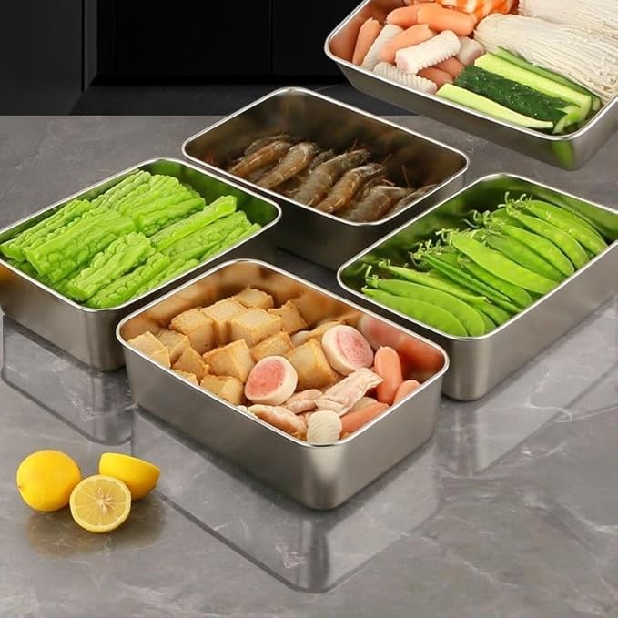 6Pcs Stainless Steel Food Storage Containers with Lids, Outdoor lunch box Stainless Steel Bowl with Airtight Lids for Picnic Travel, Reusable & Stackable