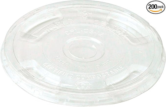 World Centric Compostable Cup Lids 9-24 oz - Made from Plants, Leak-Resistant - 200 Pack