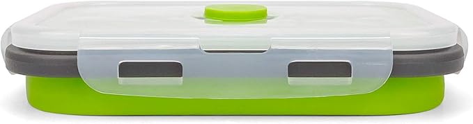 CARTINTS Set of 3 Collapsible Food Storage Containers with Lids, Collapsible Silicone Bowls, Silicone Lunch Containers, For Meal Prep, Camping, Travel, Microwave and Freezer Safe,500ml,Green