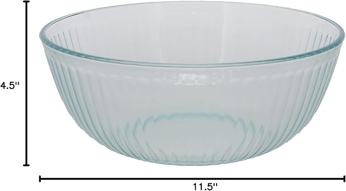 Pyrex 7404 4.5qt Sculpted Glass Mixing Bowl & 7404-PC 4.5qt Blue Lid