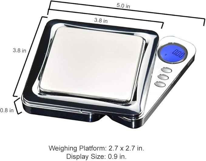 Blade Series Digital Precision Pocket Weight Scale with Silicone Mat, Chrome, 100g x 0.01g (BL-100-CH-SE) - American Weigh Scales