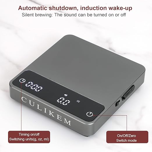 Coffee Espresso Scale with Timer, Mini, Automatic, Digital, Four Modes, Rechargeable, for Barista, 0.3-2000g/0.1g