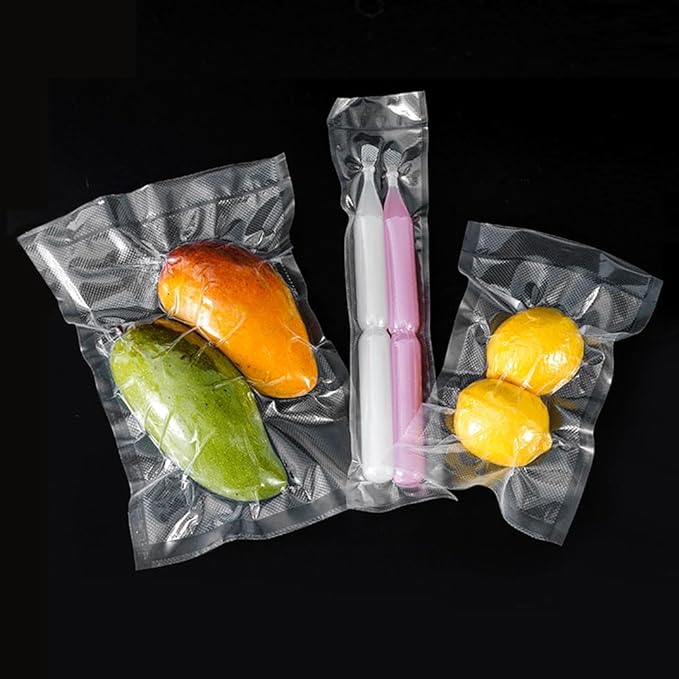 500 Pack Clear Vacuum Bags 1.57x5.9 inch (Inside Size 1.18x5.5 inch) for Food Saver Flat Open Top Embossed Vacuum Sealer Bag Food Storage Packaging Pouch with Tear Notch