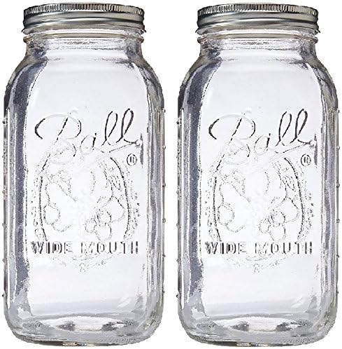 Ball Wide Mouth Glass Mason Jars with Lids and Bands, Used for Canning, Pickling, Juice, Jam, Jelly, Half Gallon Size 64 Ounce (Pack of 2)