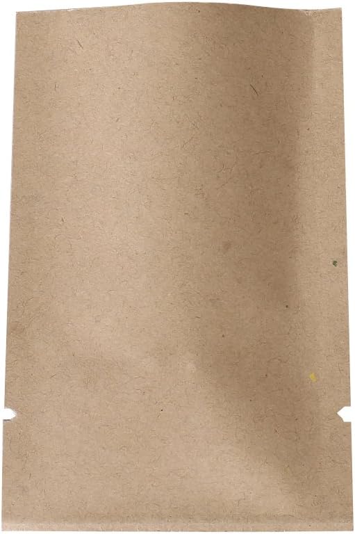 QQ Studio 100 PCS Metallic Mylar Foil Open Top Sealable Bags (6x9cm (2.3x3.5"), 100x Kraft)