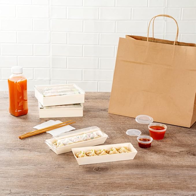 Restaurantware Taipei 9 Ounce Food Containers 100 Rectangle Wooden Bento Boxes - Lids Sold Separately Grease Impermeable Poplar To Go Boxes Disposable Serve Noodles Dumplings And More