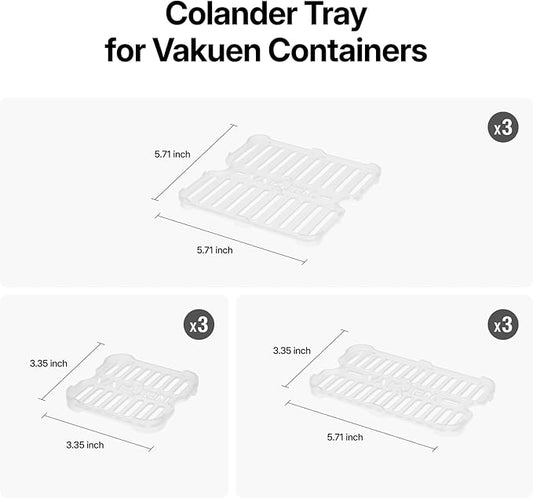 Colander Tray 9pc Set Storage containers, 3pc Shape, Plastic, BPA Free