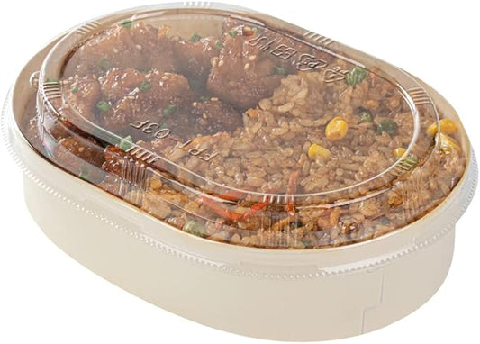 Restaurantware LIDS ONLY: Taipei 7.8 x 6 x 0.8 Inch Oval Transparent Lids 100 Plastic Lids For 38 Ounce Oval Wooden Containers - Containers Sold Separately Clear Plastic To Go Box Lids
