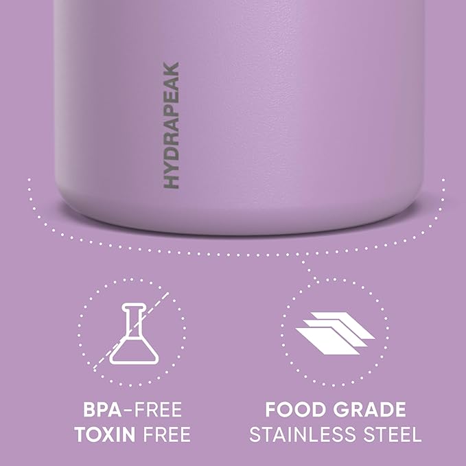 Hydrapeak 18oz Stainless Steel Vacuum Insulated Thermos Food Jar | Thermos for Hot Food and Cold Food, Wide Mouth Leak-Proof Soup Thermos for Adults, 10 Hours Hot and 16 Hours Cold (Lavender)