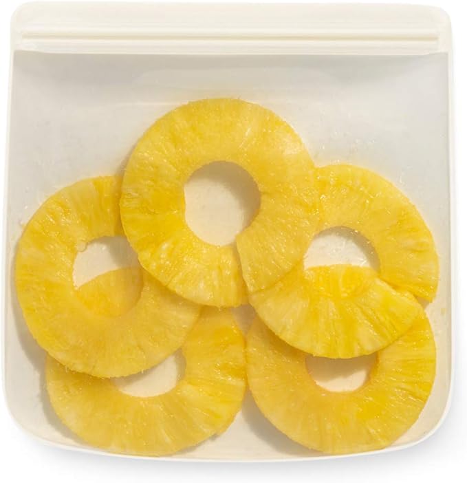 W&P Porter Silicone Reusable Storage Bags, Flat Variety 3 Pack (10oz, 34oz, 46oz), Cream, Food Storage Container, Microwave and Dishwasher Safe, Easy Cleaning