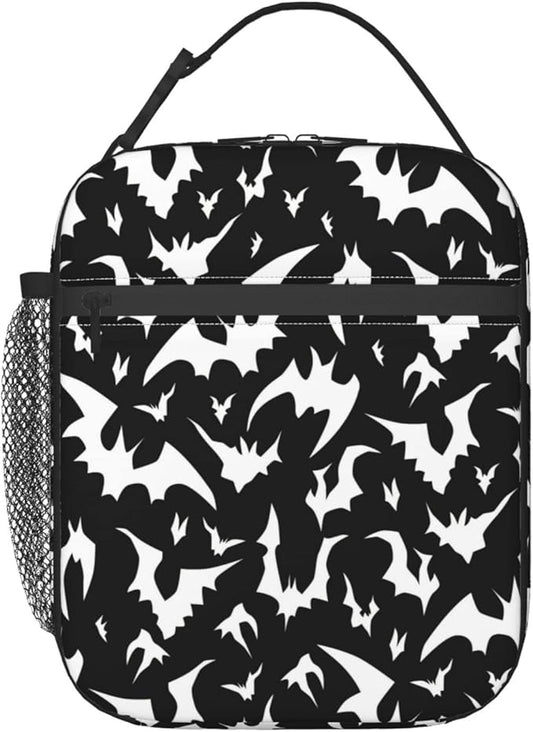 YETTA YANG Halloween Bat Cool Portable Lunch Bag Insulated Lunch Box Reusable Totes For Women Men Work Picnic Camping