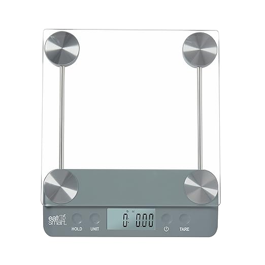 Eat Smart Eat Smart 33lb Glass Platform Food Kitchen Scale with Tare, Grey