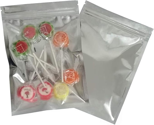 100 Pack Mylar Bags - 4.7x7.9 Inch Packing Pouch Bags Resealable Clear Zip Lock Food Storage Bags, Food Safe Plastic Aluminum Material - Silver