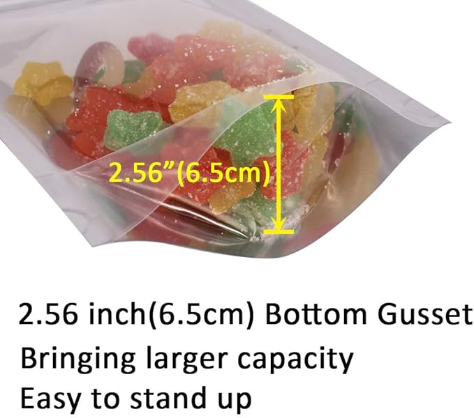 100 Pack 6.7 x 9.45 Inch Stand Up Pouch Bags Zipper Mylar Bags Clear Front with Aluminum Foil Back Reusable Food Storage Bags for Multipurpose with Gusset Bottom(5.5mil Thickness)
