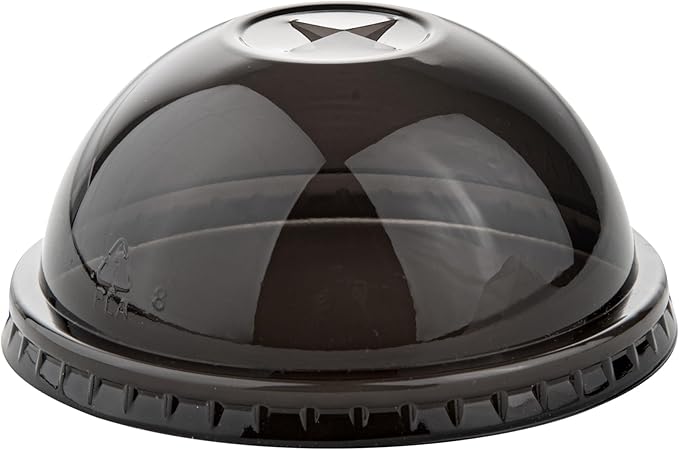 LIDS ONLY: Zero Waste 3.5 x 3.5 Inch Plastic Lids, 100 Disposable Dome Lids - Cups Sold Separately, Commercially Compostable, Black PLA Plastic Lids, Fits 12,16, And 24 Ounce Cups - Restaurantware