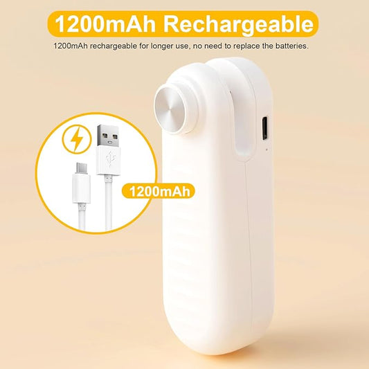 2 in 1 Mini Bag Sealer, Bag Sealer Heat Seal with Cutter, USB C Rechargeable Chip Bag Sealer Heat Seal, Portable Bag Resealer for Plastic Bags Snacks & Food Storage,Ivory White