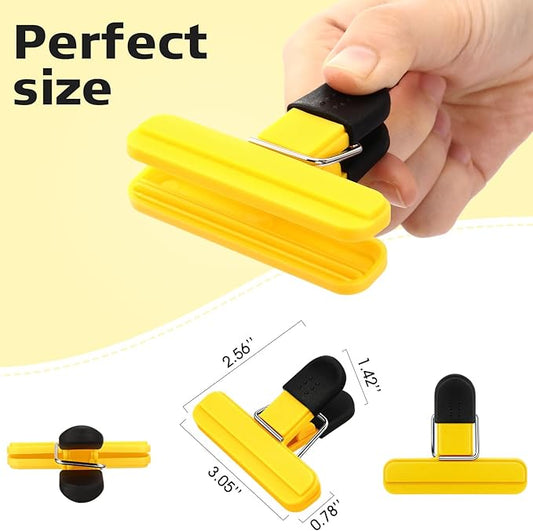 20 Pcs Chip Bag Clips Plastic Heavy Duty Clips Food Bag Clips Heavy Seal Grip for Food Storage Snack, 3.07 x 2.56 x 1.46 Inch(Yellow)