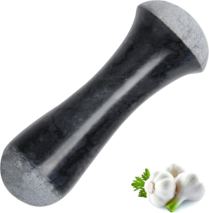 Tianman Marble Replacement Pestle 5.9" Length Polished, Use Pestle on Both Ends (Only Pestle Mortar Not Included) (Black Marble Polished)