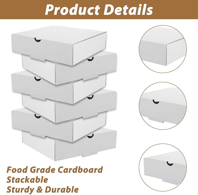 QTLCOHD 80 Pack Mini Pizza Boxes, 3.5 x 3.5 Inch Small White Cardboard Pizza Boxes for Personal Pizza, Cake, Cookies, Crafts